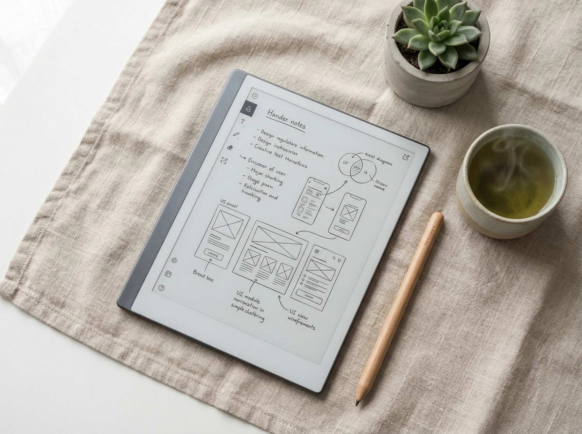 E-ink tablet notes being converted to text
